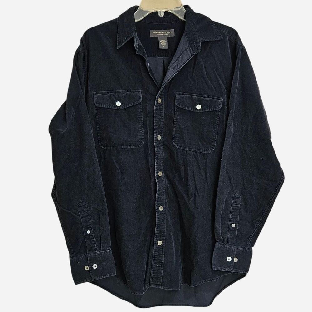 vintage cottagecore academia navy corduroy shirt